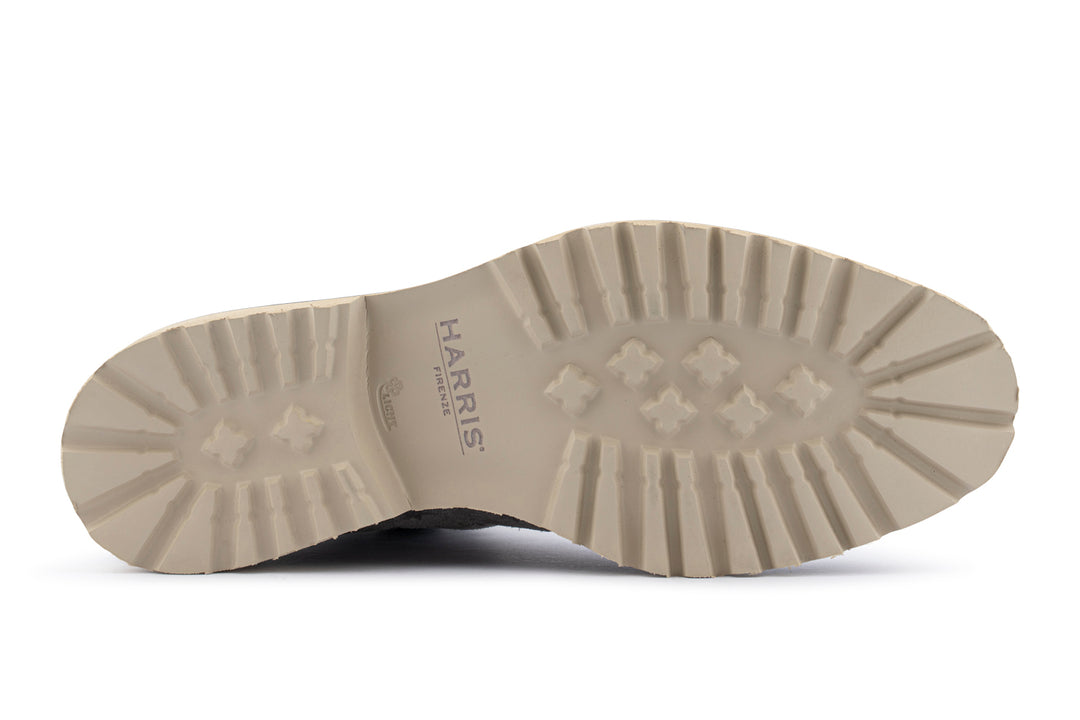 Suede leather ankle boot with crocodile effect