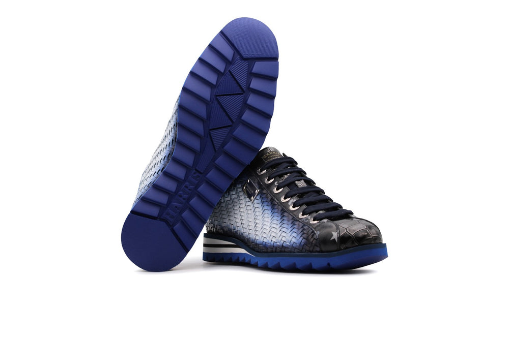 Hand -shaped woven leather sneakers