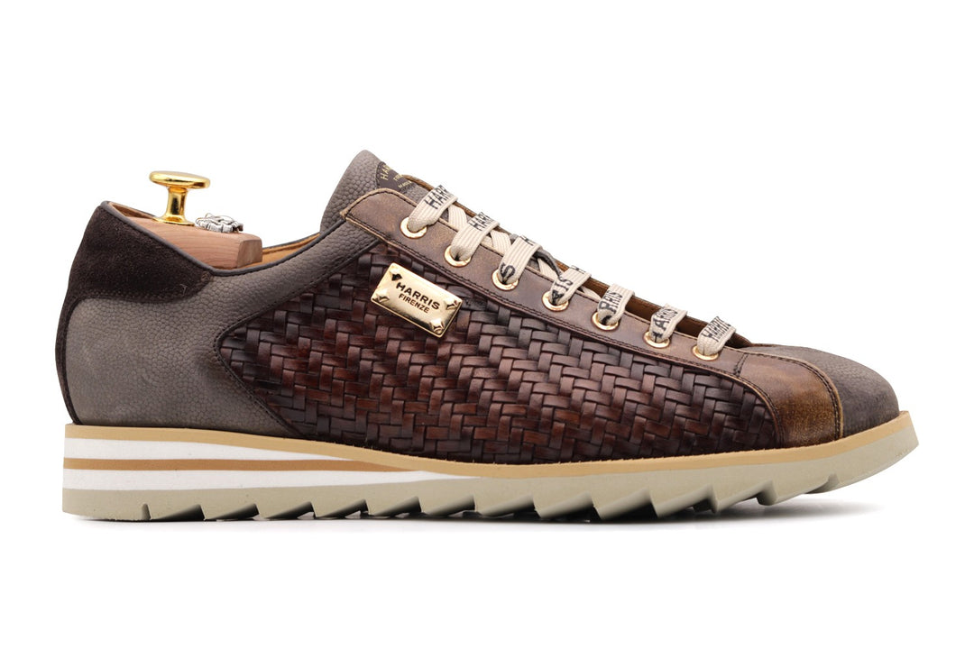 Handgeschnittene gewebte Leder -Sneakers