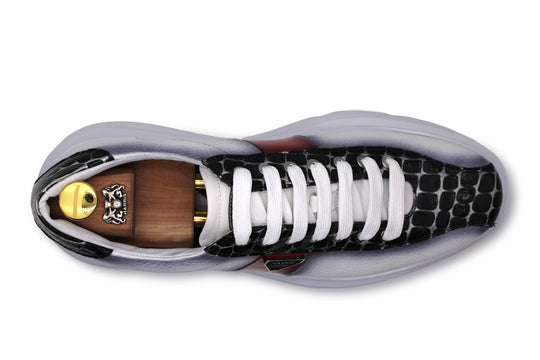 Soft leather sneakers with crocodile effect