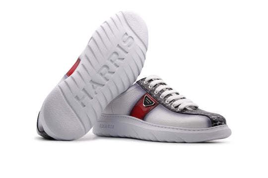 Soft leather sneakers with crocodile effect