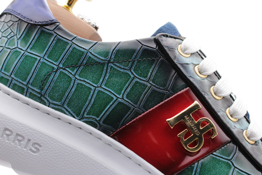 Sneaker in pelle stampata e pitone