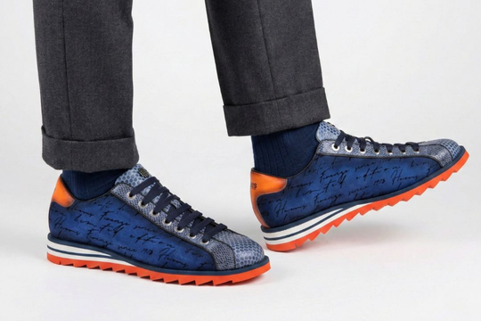 Sneakers in writer suede and python