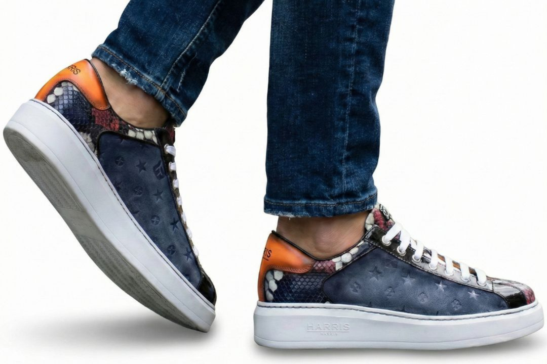 Zapatillas deportivas de ante Monogram y pitón