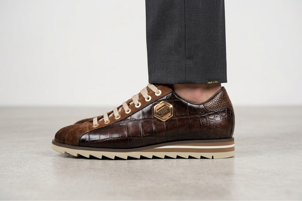 Baskets effet croco et daim