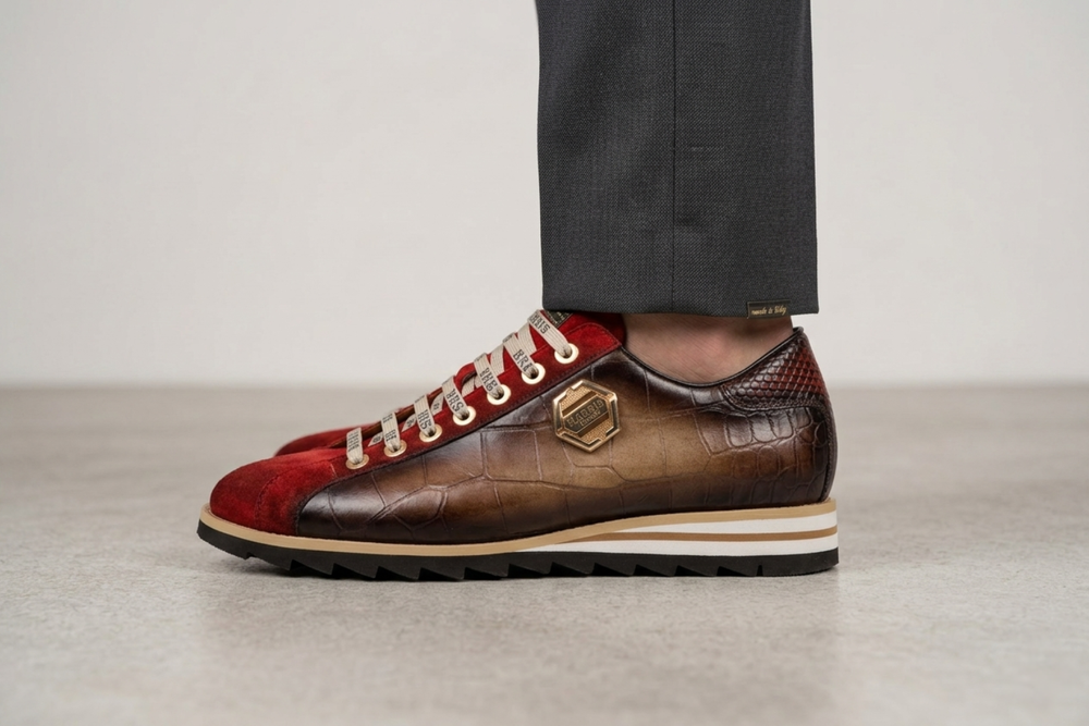 Baskets effet croco et daim