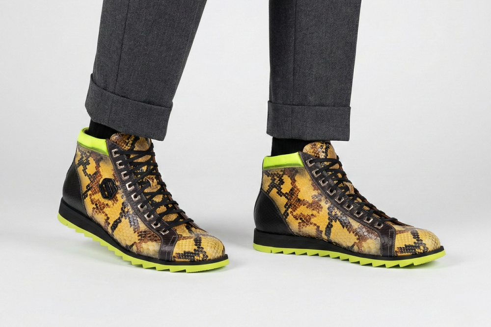 Python leather ankle boot