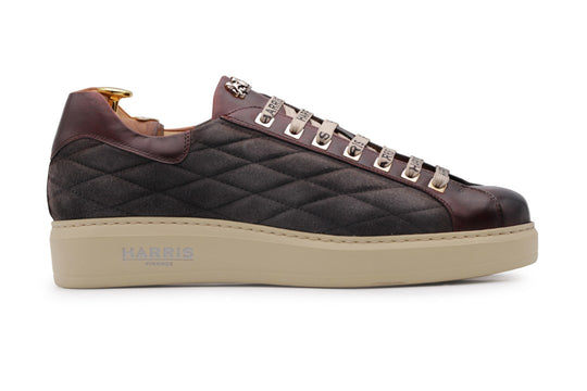 Sneakers in pelle e cuciture a rombo