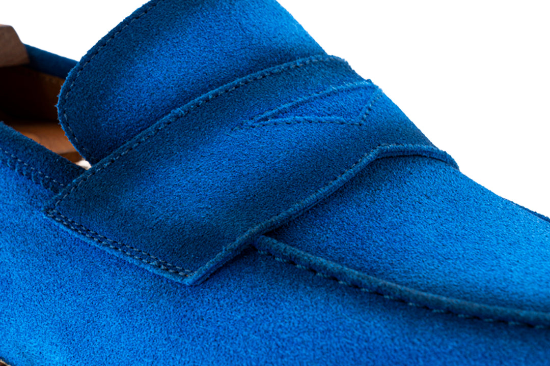 Mocassino in suede anticato a mano