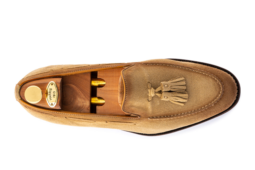 Mocassino in suede con pon pon