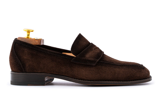 Mocassino in suede anticato a mano