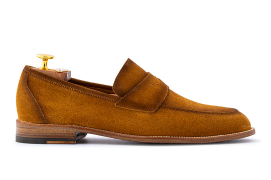 Mocassino in suede anticato a mano