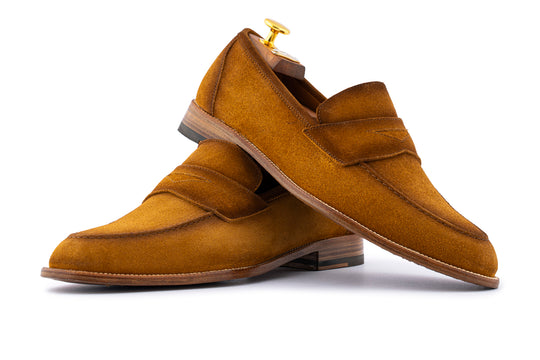 Mocassino in suede anticato a mano