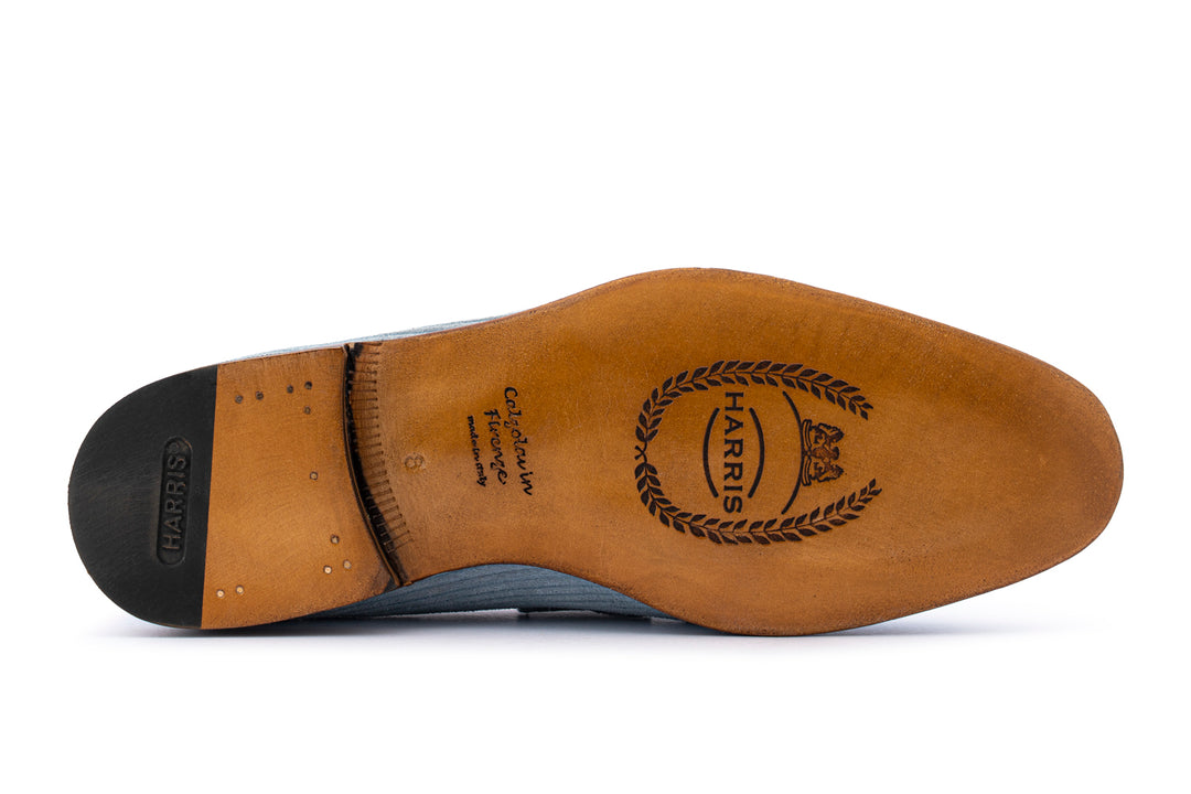 Mocassino in suede rigato con passante