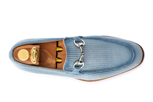 Mocassino in suede rigato con passante