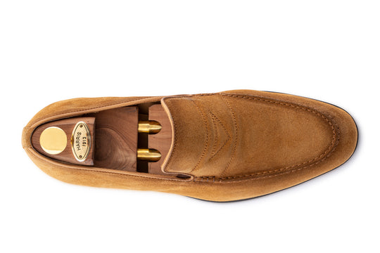 Mocassino in suede con passante imbottito