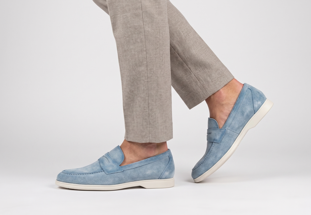 Mocassino in suede e suola in gomma