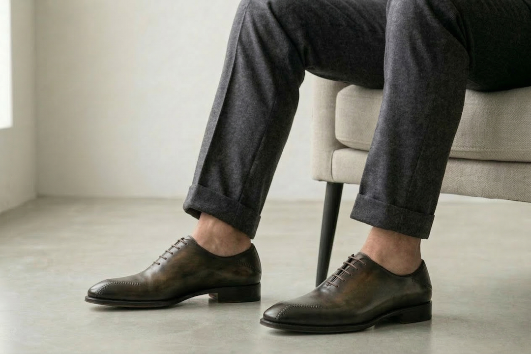 Handbemalte Brogues mit Handnaht