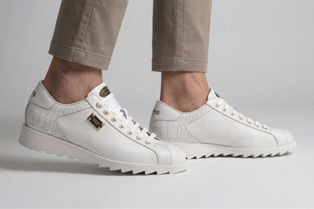 Sneakers effetto coccodrillo e alce