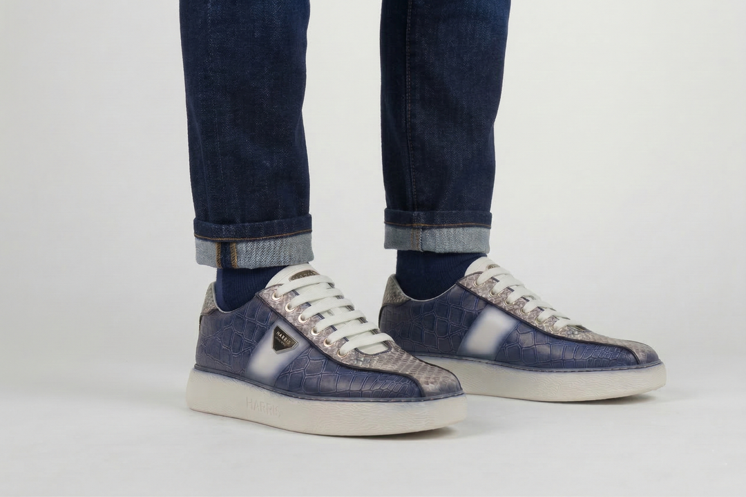 Crocodile and real python effect sneakers