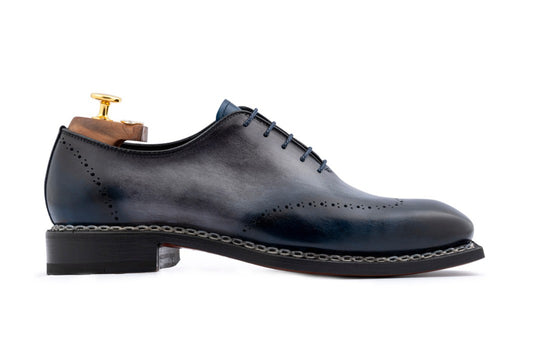 Hand-painted leather derby shoe