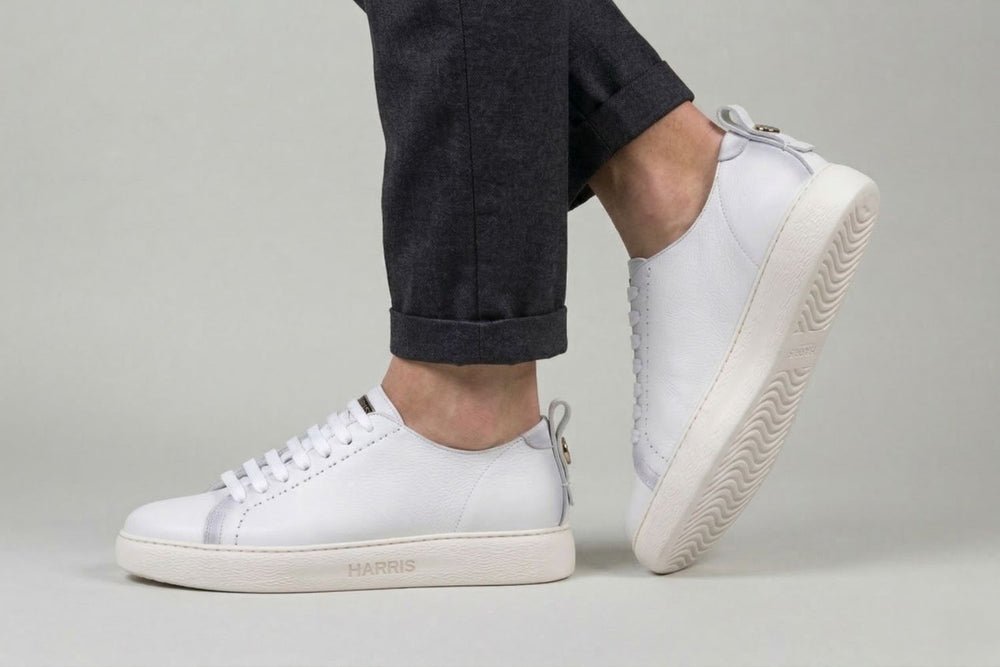 Shaded leather sneakers