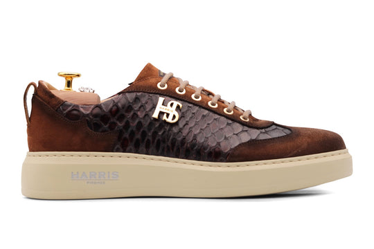 Sneakers in suede with perforated details