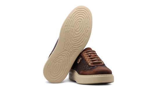 Sneakers in suede with perforated details