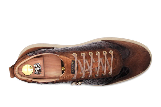 Sneakers in suede with perforated details
