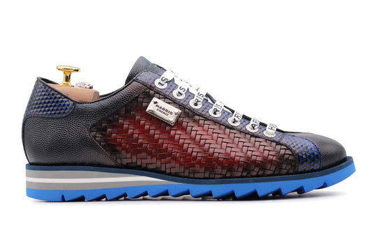 Sneakers in pelle intrecciata sfumata a mano