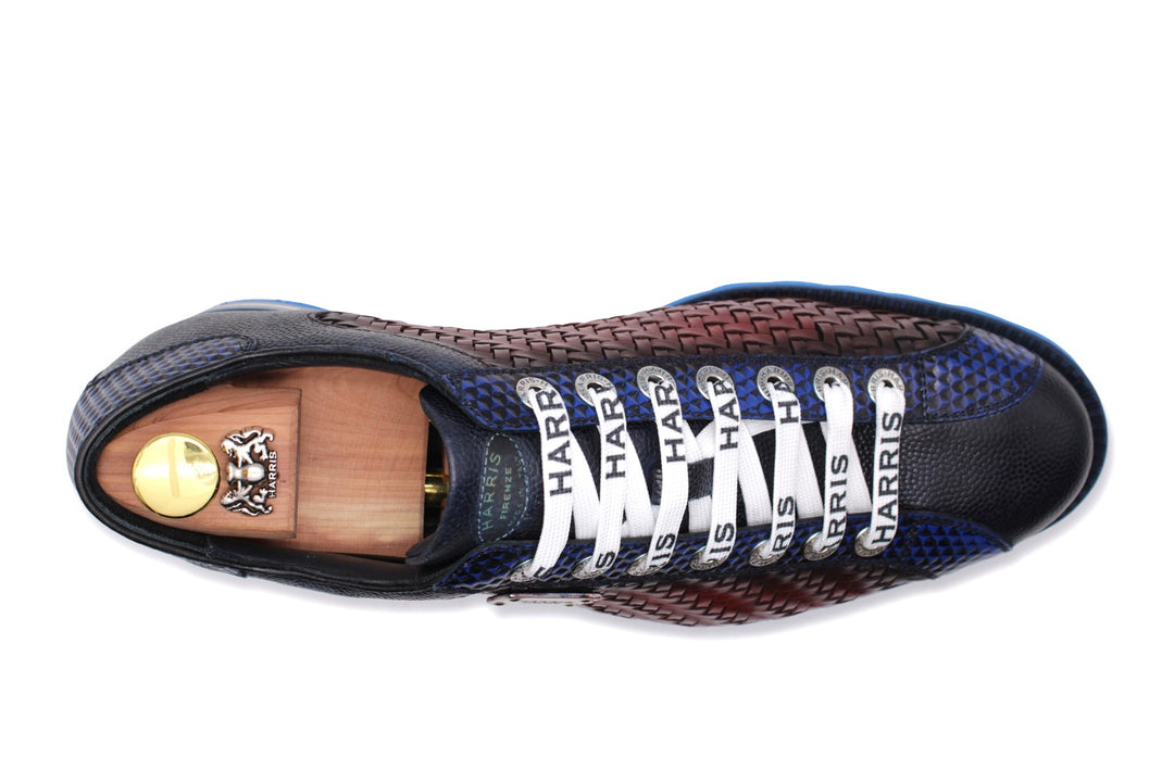 Sneakers in pelle intrecciata sfumata a mano