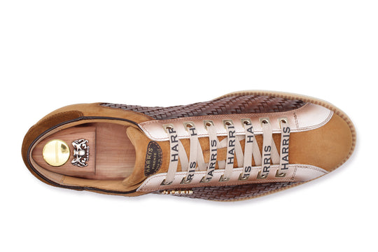 Sneakers in pelle intrecciata sfumata a mano