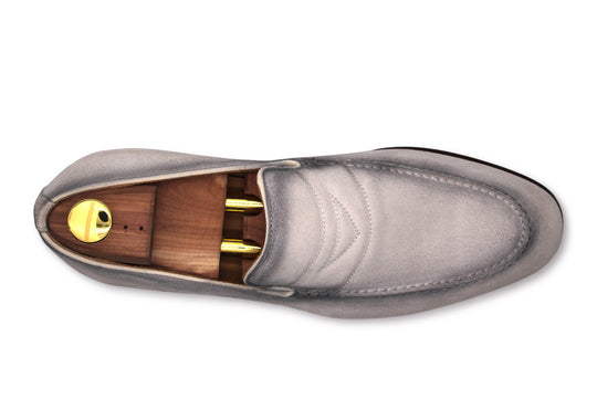 Mocassino in suede con passante imbottito
