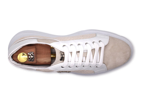 Sneakers in suede with perforated details