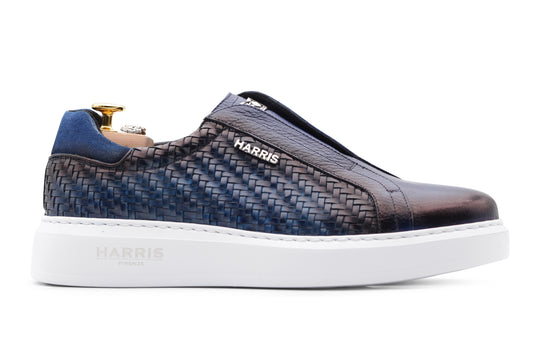 Sneakers slipon in pelle intrecciata