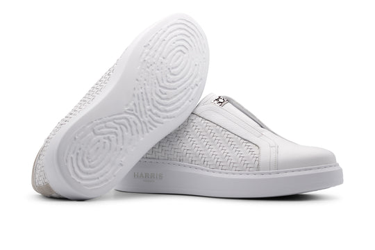 Sneakers slipon in pelle intrecciata