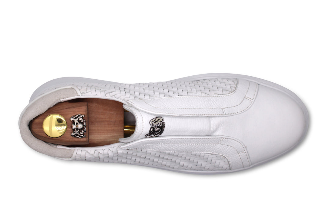 Sneakers slipon in pelle intrecciata