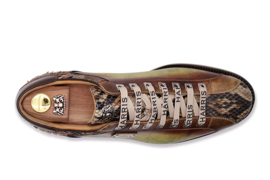 Sneakers in pelle dipinta a mano e pitone