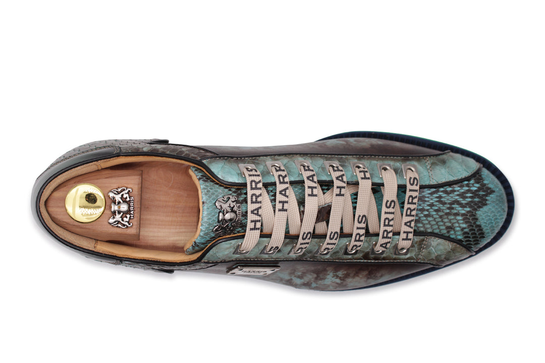 Sneakers in pelle dipinta a mano e pitone