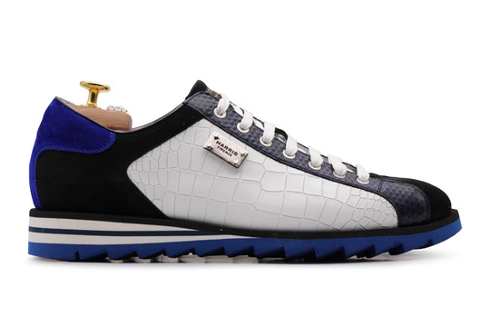 Sneakers effetto coccodrillo e suede