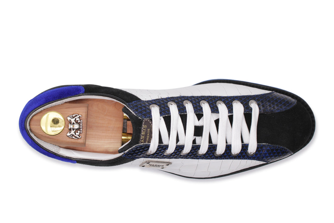 Sneakers effetto coccodrillo e suede