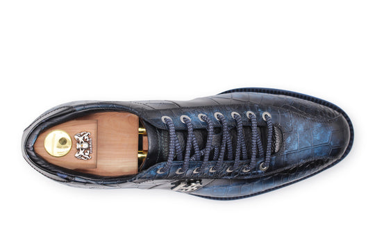 Sneakers in pelle effetto coccodrillo