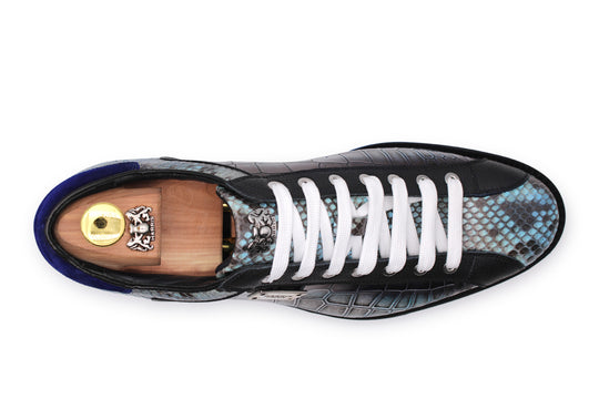 Sneakers in pitone ed effetto coccodrillo