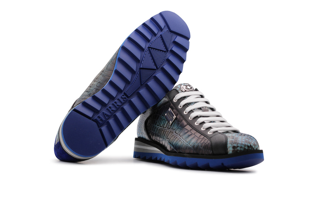 Sneakers in pitone ed effetto coccodrillo
