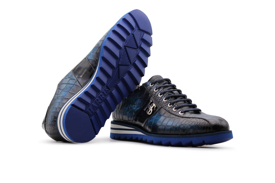 Sneakers in pelle effetto coccodrillo