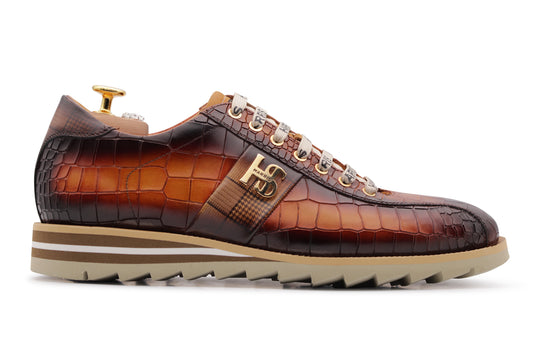Sneakers in pelle effetto coccodrillo