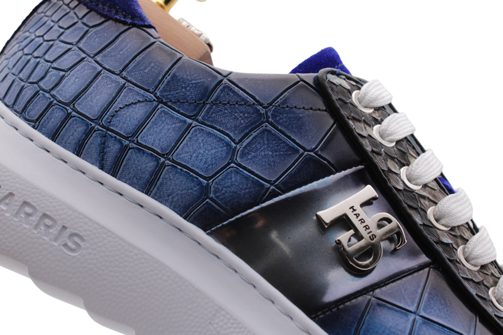 Sneakers à effet de crocodile et peau python