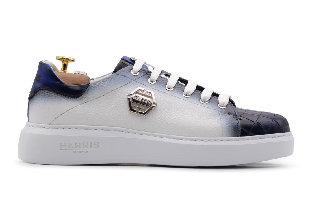 Sneaker bianca in pelle sfumata