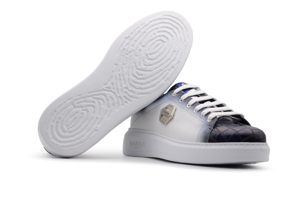 Sneaker bianca in pelle sfumata