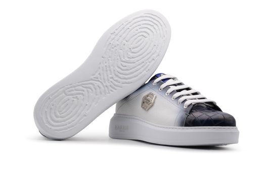 Sneaker bianca in pelle sfumata